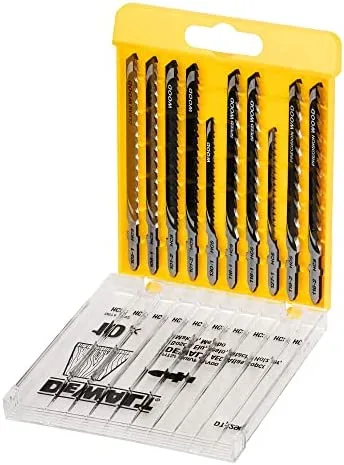 DEWALT DT2290-QZ - Juego de 10 hojas de sierra calar para madera DT2165 x 2, DT2050 x 1, DT2168 x 1, DT2177 x 2, DT2166 x 2, DT2075 x 2 (Equivalentes Bosch T101B, T119BO, T101AO, T111C, T144D, T144DP)