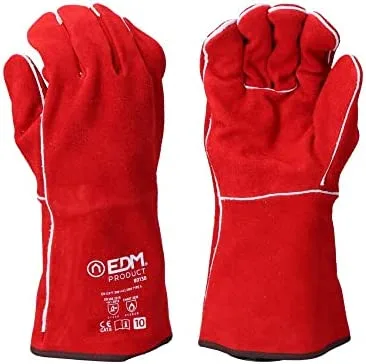 EDM GUANTE PARA SOLDADORES PIEL SERRAJE COSIDO HILO KEVLAR TALLA 10