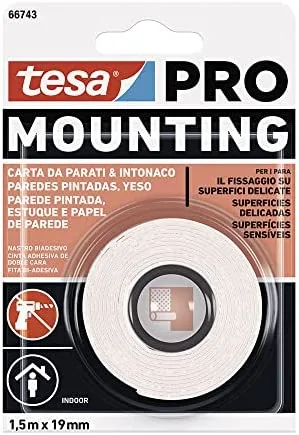 Cinta doble cara mounting pro pared pintada 1.5m x 19mm 66743 tesa