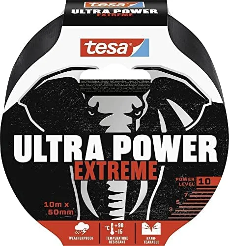 TESA Ultra Power Extreme Apto para uso en interior Adecuado para uso en exteriores 10 m Fieltro PET, Caucho Negro