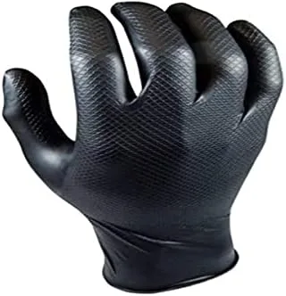 Juba "Grippaz" G, desechable nitrilo escamado sin polvo, negro - SIZE: 7