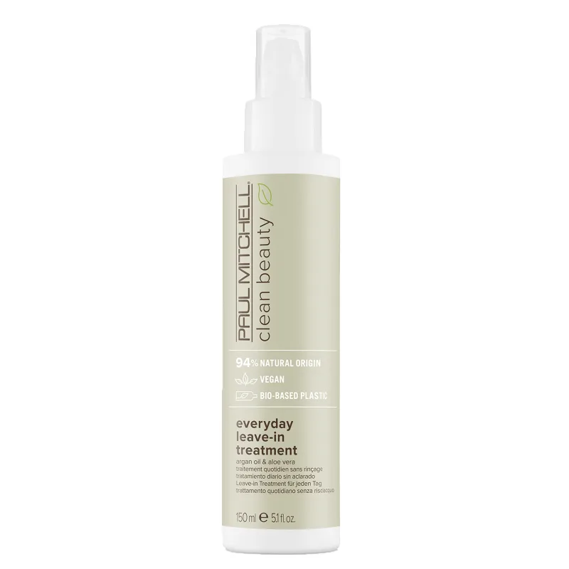 Paul Mitchell Clean Beauty Everyday Leave-In Treatment - Cuidado del cabello vegano para todos los tipos de cabello, tratamiento diario con aceite de argán - 150 ml