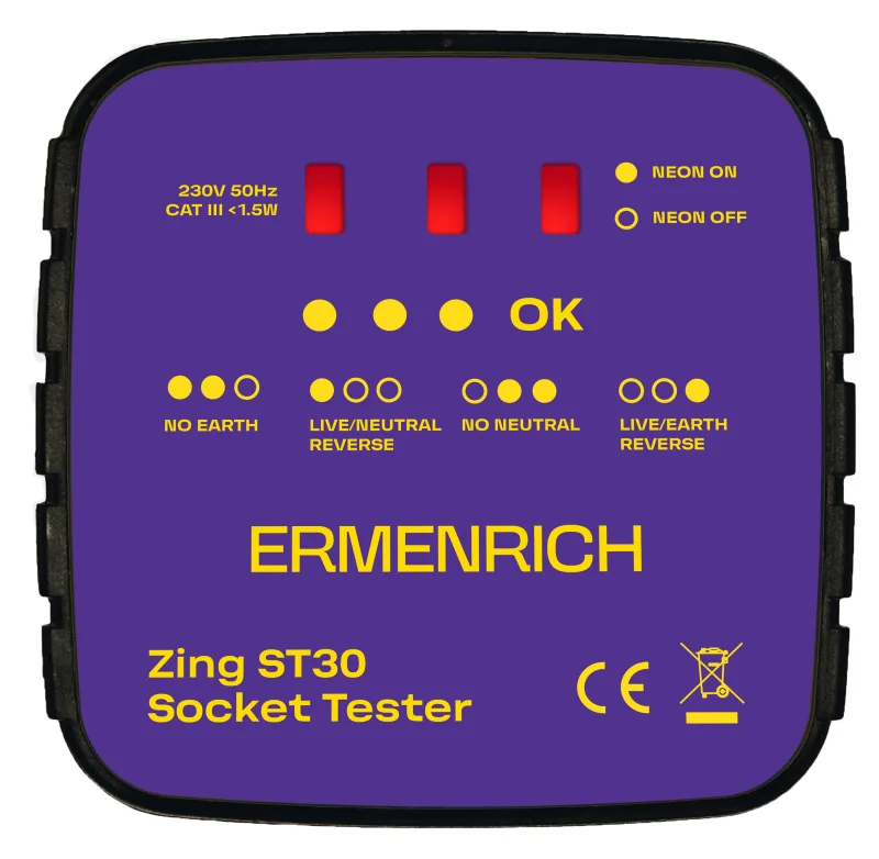 Comprobador de enchufes Ermenrich Zing ST30