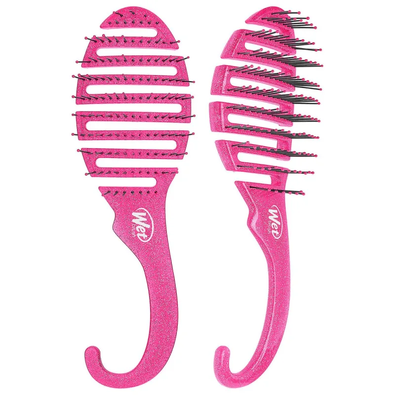 Cepillo de pelo desenredante para ducha de Wet Brush, color rosa con purpurina, unisex, 1 cepillo de pelo.