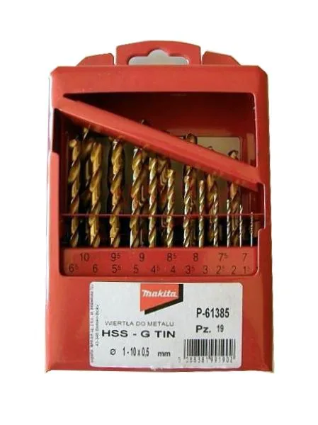 Kit de Taladros para Metal Makita P-61385 HSS-G 19 Piezas, Principal Uso Metal, Principales Características: Alta Durabilidad, Precisión, Diámetro de 1-10mm