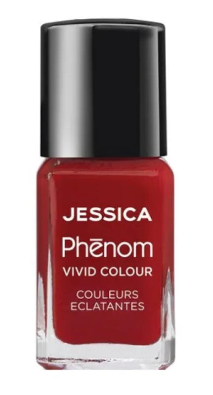 Esmalte de uñas Phenom Vivid Colour de Jessica, esmalte tipo gel sin lámpara UV, alta pigmentación, duración hasta 10 días, color Jessica Red, 14 ml, fácil aplicación