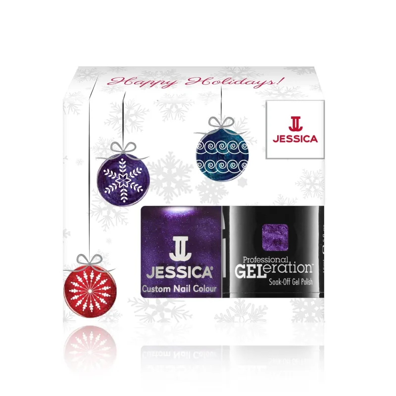 Winter Set Jessica Purple Lust: Esmalte 14.8 ml + Geleration Semi-permanente 15 ml | WLP-27539 | Dúo Profesional de Uñas en Tono Púrpura | EAN 687493516098