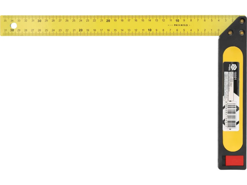 Vorel 18501 - Escuadra de prueba con apoyo, 350 mm, ideal para mediciones de precisión en carpintería y proyectos de construcción.