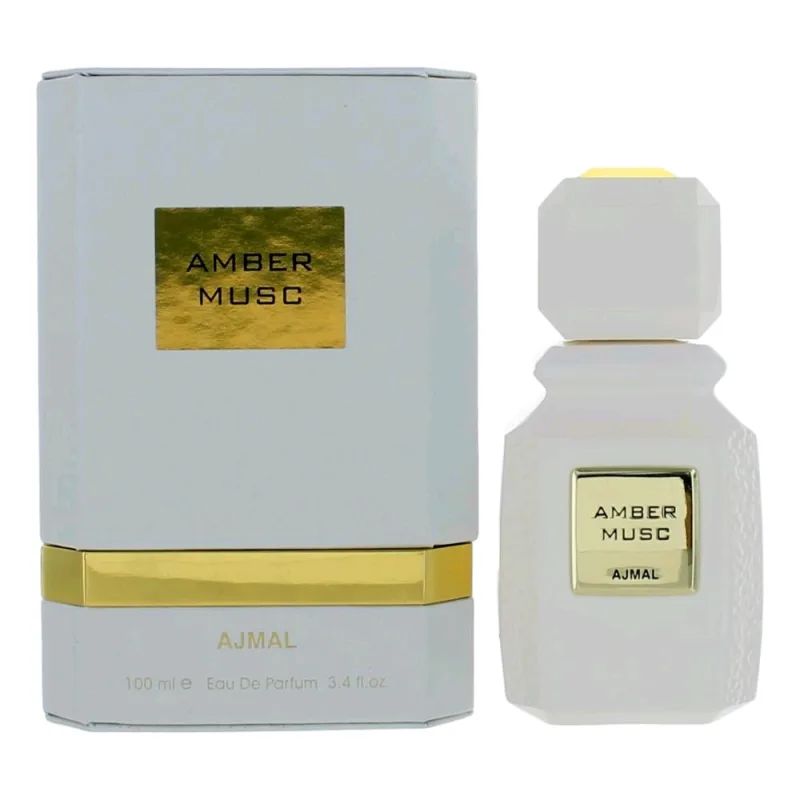 Ajmal Amber Musc Eau De Parfum Spray, 100 ml, fragancia unisex de larga duración, ideal para mujeres, elaborado con ingredientes de calidad, aroma agradable