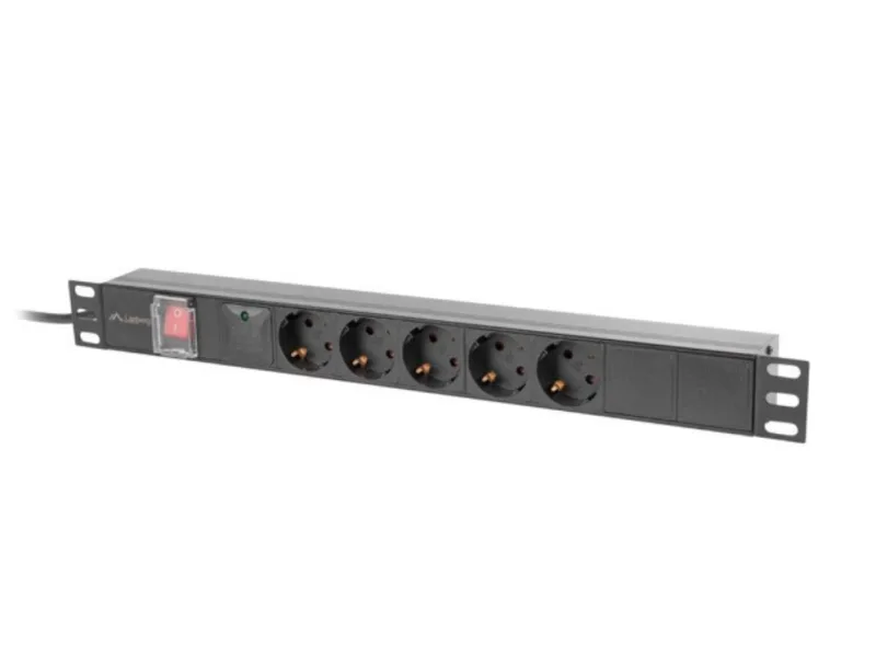 Lanberg PDU-05F-0200-BK unidad de distribución de energía (PDU) 5 salidas AC 1U Negro