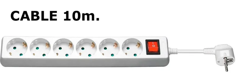 6-Way Schuko Socket 10M White