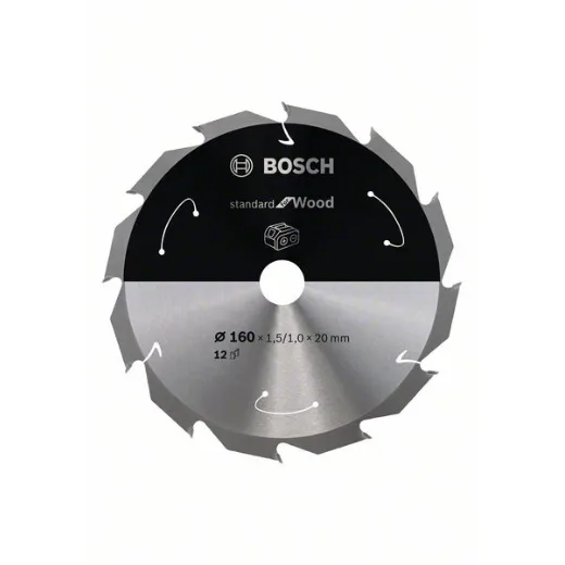 Bosch Professional Disco de sierra circular Standard for Wood (madera, 160 x 20 x 1,5 mm, 12 dientes, accesorio de sierra circular sin cable)