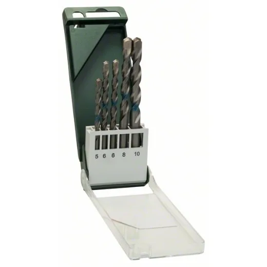 Set de 5 brocas para hormigón5,0 x 85, 6,0 x 100, 6,0 x 100, 8,0 x 120, 10,0 x 120
