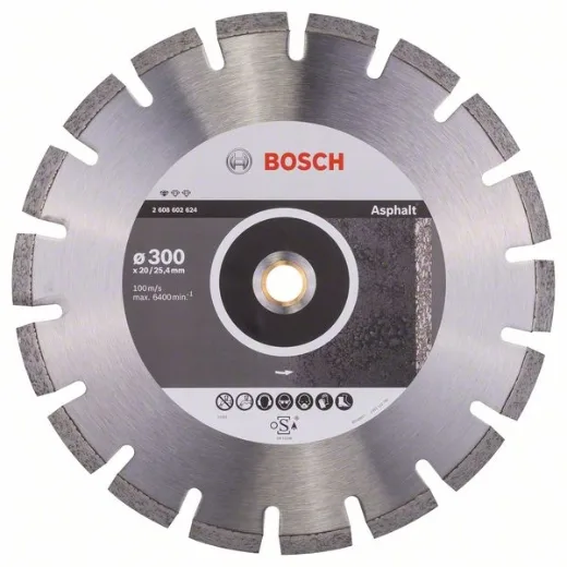 Bosch 2 608 602 624 - Disco tronzador de diamante Standard for Asphalt - 300 x 20/25,40 x 2,8 x 10 mm (pack de 1)