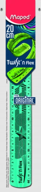 Maped - Material Escolar - Twist'n Flex Original - Regla Plana de 20 cm - Doble Graduación - Material Flexible e Irrompible - Diseño Lúdico - 3 Modelos Diferentes