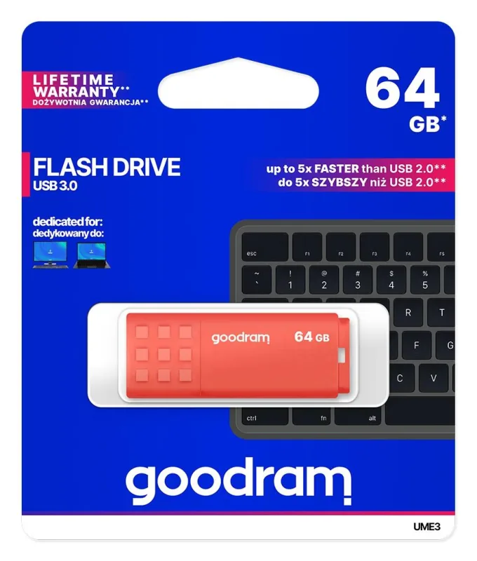 Goodram UME3 unidad flash USB 64 GB USB tipo A 3.2 Gen 1 (3.1 Gen 1) Naranja