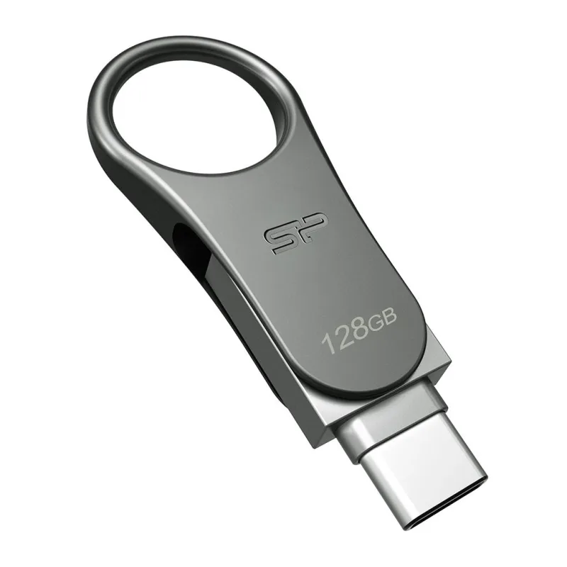 Silicon Power Memoria USB de 128 GB USB3.0 C80 Silver Type-c Ready - - Memoria USB de 128 GB, sp128gbuc3 C80 V1s