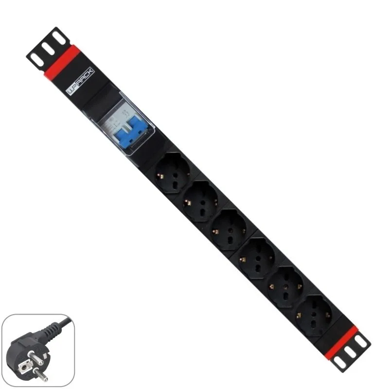 WP WPN-PDU-G02-06 unidad de distribución de energía (PDU) 6 salidas AC 1U Negro, Rojo