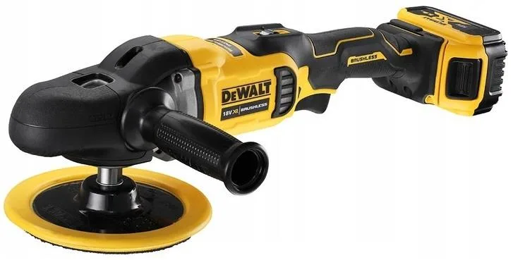 DEWALT DCM849P2 - QW - Pulidora para Metal sin escobillas XR 18V 180mm Rotativa con 2 baterías Li - Ion 5Ah con maletín TSTAK II, 90 W, 18 V, Amarillo