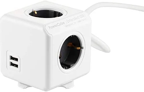 Allocacoc 1407/DEEUPC base múltiple 3 m 4 salidas AC Gris, Blanco