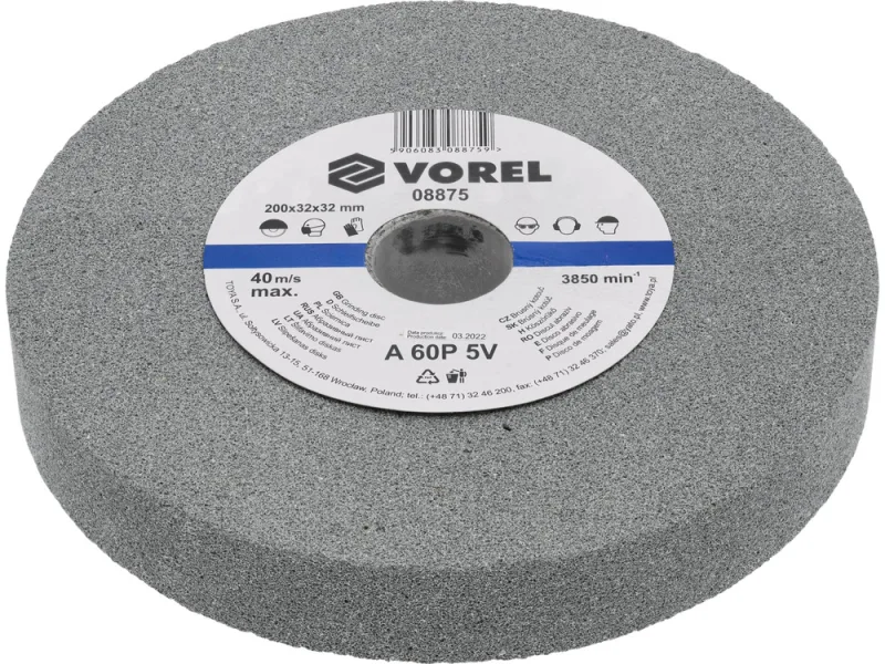 VOREL 08875 - moler 200x31.75x30mm disco/grano fino /