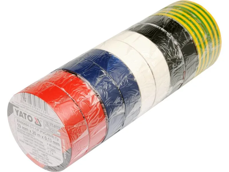 Yato YT-8173 cinta adhesiva Apto para uso en interior Adecuado para uso en exteriores 20 m Cloruro de polivinilo (PVC) Surtido