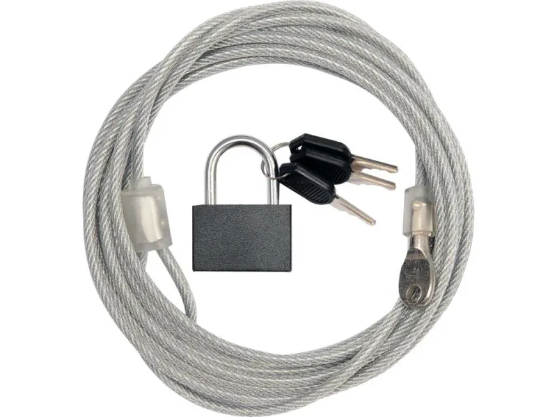Cable de seguridad y bloqueo Vorel 77815, 3 llaves, color gris, ideal para proteger bienes y evitar robos, diseño duradero, fácil de usar y confiable para aplicaciones industriales.