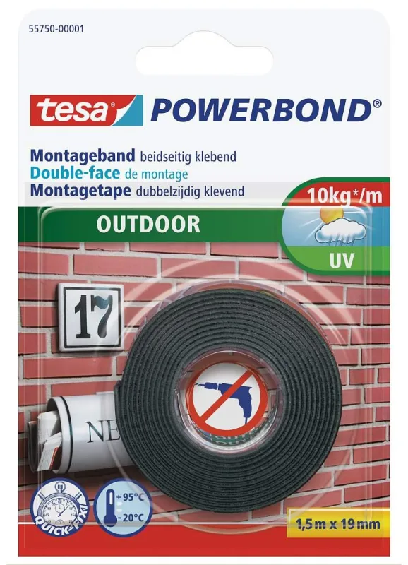 Tesa Powerbond - Cinta de doble cara para exteriores, 19 mm de ancho