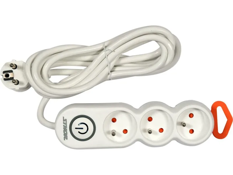 Base múltiple eléctrica, Sthor 72351, distribución de energía eficiente, ideal para talleres y oficinas, 3 tomas con interruptor, diseño compacto, cable resistente, negro