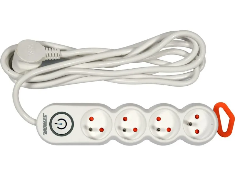 Base múltiple eléctrica, Sthor 72354, distribución segura de energía, ideal para hogar y oficina, 3 tomas con interruptor, diseño compacto, cable duradero, color negro