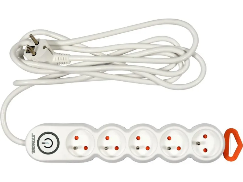 Base múltiple eléctrica, Sthor 72357, distribución segura de energía, ideal para oficina y hogar, 3 tomas con interruptor, diseño compacto y moderno, cable duradero, negro