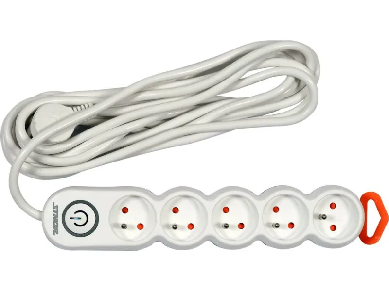 Base múltiple eléctrica, Sthor 72358, distribución eficiente de energía, ideal para oficina y hogar, 3 tomas con interruptor, cable resistente, diseño compacto, color negro