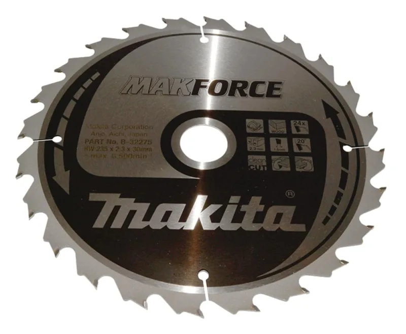 Makita B-32275 Hoja de Sierra Circular Makforce TCT 235x30mm 24T Madera