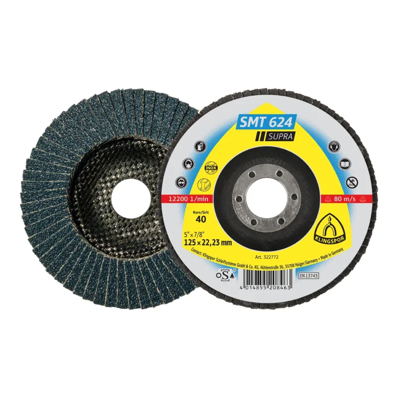 Klingspor 322774 SMT 624 Discos de Láminas Abrasivos, Grano 60, 125 x 22.23 mm