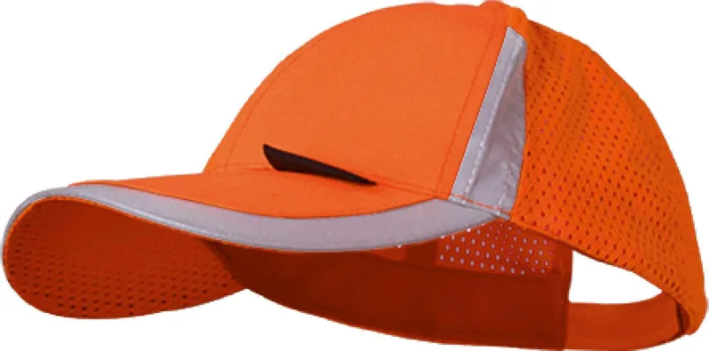 Gorra con Visera de Alta Visibilidad Naranja, Beta VWOT229O, Protección Solar y Seguridad, Banda Reflectante, Ajustable, Ideal para Trabajo al Aire Libre y Obra