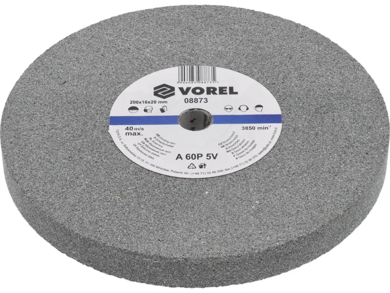 VOREL 08873 - moler 200x15.88x20mm disco/grano fino /