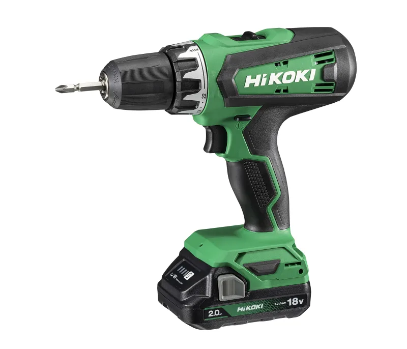 HiKOKI Akkuschrauber DS18DF (Li-Ion, 18 V, 2 Gang, 53 Nm, LED-Licht, Koffer, inkl. 2 x 2.0 Ah Akku und Ladegerät)