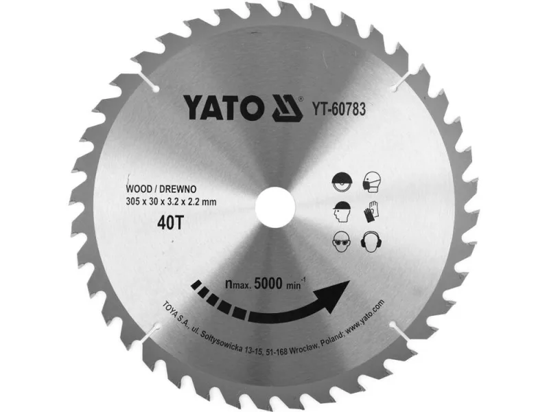 YATO, modelo YT-60783, Hoja de sierra circular, 1 pieza, ideal para cortes precisos en madera, metal y plástico, alta durabilidad, herramienta profesional