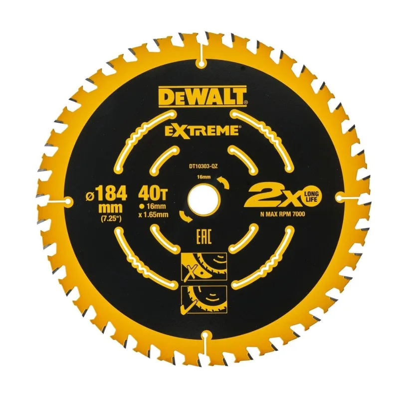 Det10303 Dewalt Circular Sega Blade Extreme 184x16 mm 40T compensado