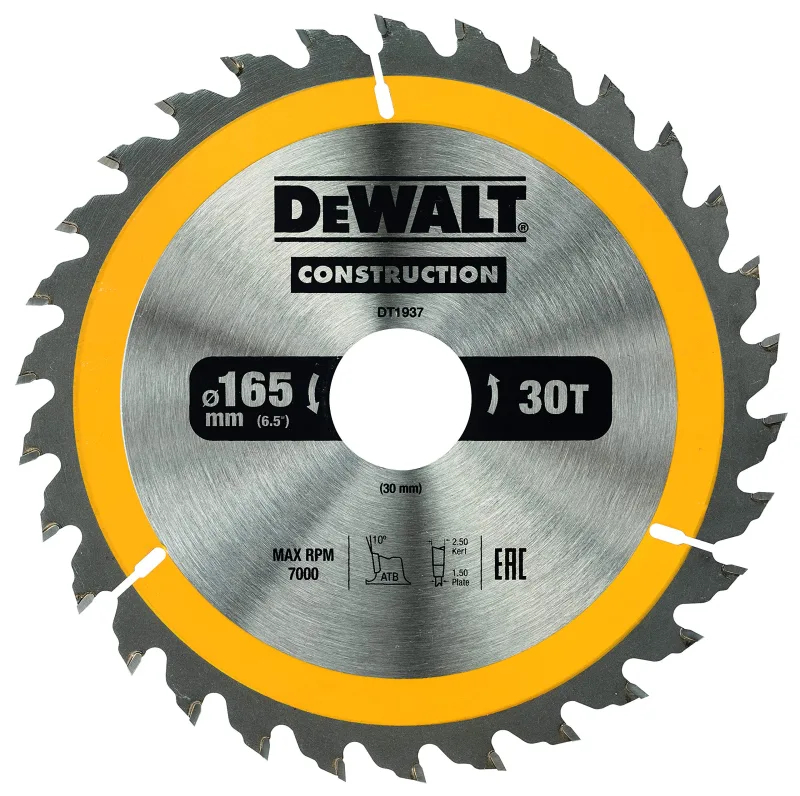 DeWalt dt1937 mano kreissaege hojas, 165/30 mm 30 WZ, 6 unidades)