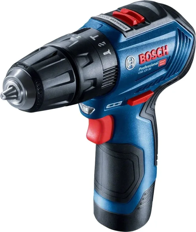 Bosch GSB 12V-30 1600 RPM Sin llave 820 g Negro, Azul, Rojo