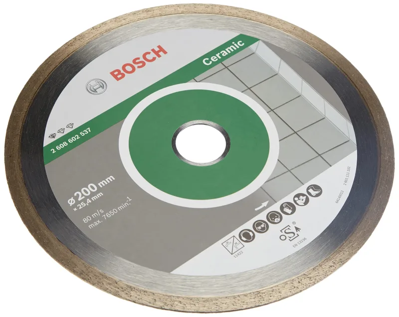 Bosch Professional 1 x Disco Tronzador de Diamante Standard for Ceramic, para Piedra, Azulejos, Cerámica, Ø 200 x 25.40 x 1.6 x 7 mm, Accesorios para Cortadores de Azulejos
