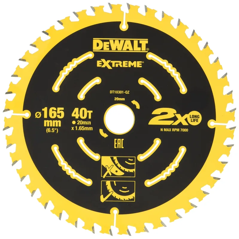 DeWALT Hoja de sierra circular para Multimaterial | Extreme | Ø 165mm agujero de eje 20mm 40T - DT10301-QZ