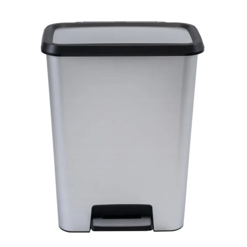 Curver Compatta Cubo de basura con pedal, 50 l de capacidad, color inox