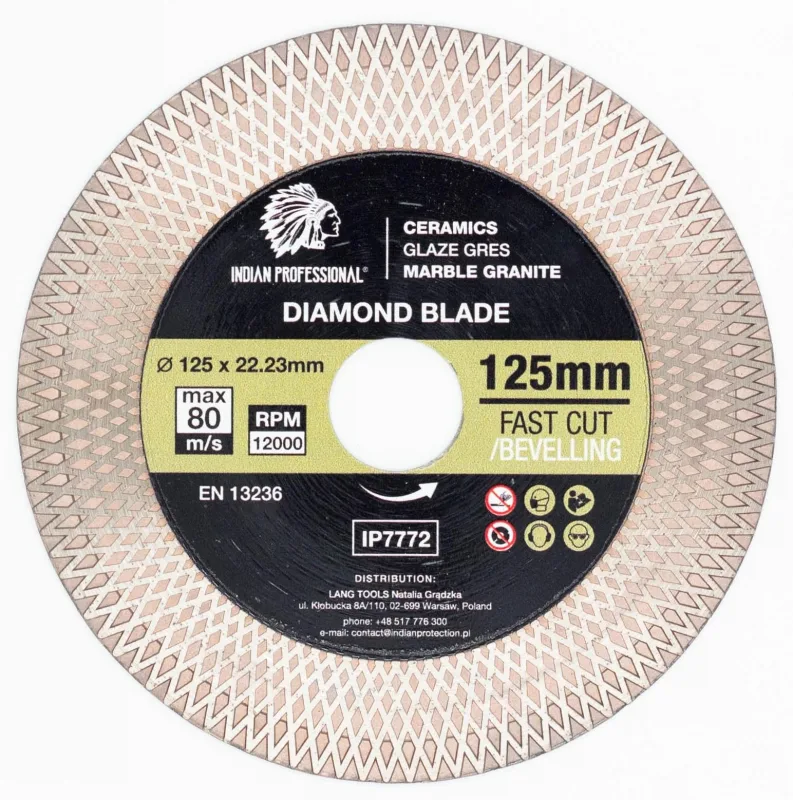 Tarcza diamentowa 125mm x 1,9mm x 22,2mm fast cut indian professional