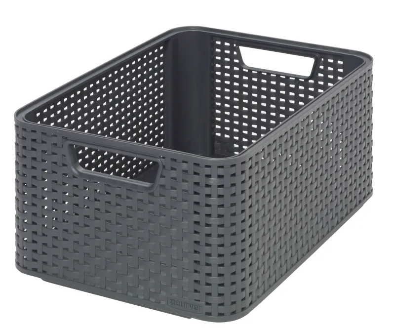 Estilo Rattan Curver Apariencia 205 846 Caja de Almacenamiento Talla M Antracita Polipropileno 38,6 x 28,7 x 17 cm
