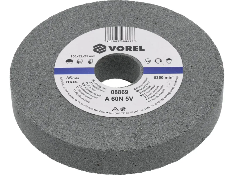 VOREL 08869 - moler 150x31.75x25mm disco/grano fino /