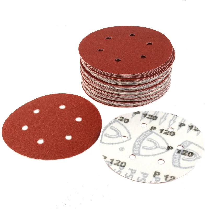 KLINGSPOR PS18EK - Discos abrasivos de 150 mm (6 agujeros); grano 120 con sistema de gancho y bucle KLING-ON y sistema FLH; (paquete de 50)