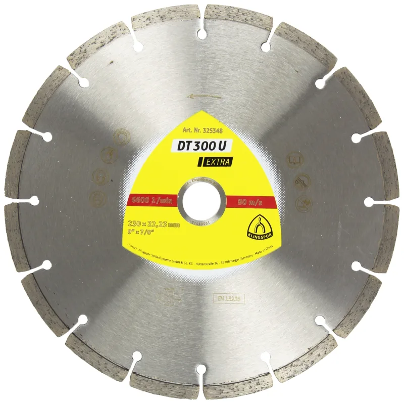 Klingspor 325348 Discos de Corte Diamantados para Amoladoras Angulares, DT 300 U, 230 mm x 22.23 mm, 6600 RPM