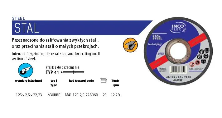 Incoflex disco de corte para metal 125 x 2,5 x 22,2 mm - Corte eficiente y duradero para metales